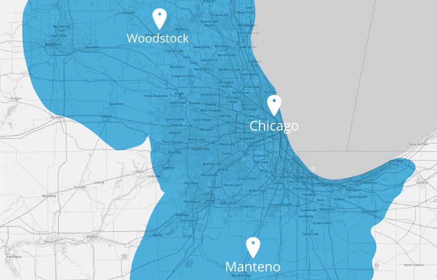 LeadingIT Services Map - Chicago IT Support, Cyberscore, cybersecurity companies Chicago
